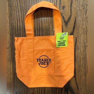 Trader Joe's mini Orange Canvas Tote Bag-NWT